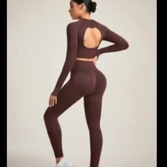 Seamless Leggings and Long Sleeve Crop Top Matching Set - Picture 3 of 7